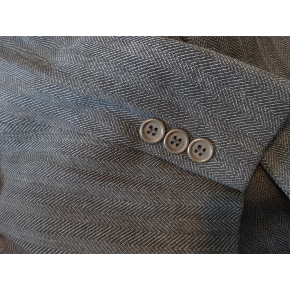 GIORGIO ARMANI Le Collezioni Made Italy Wool‎ Slate Gray JACKET Herringbone 40R
